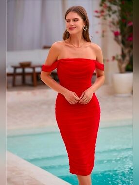 PRETTY GARDEN Summer Wedding Guest Dress for Women Ruched Size Medium